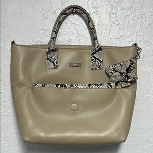 Ju-Ju-Be Tan and Black Tote with Exotic Accents Diaper Bag